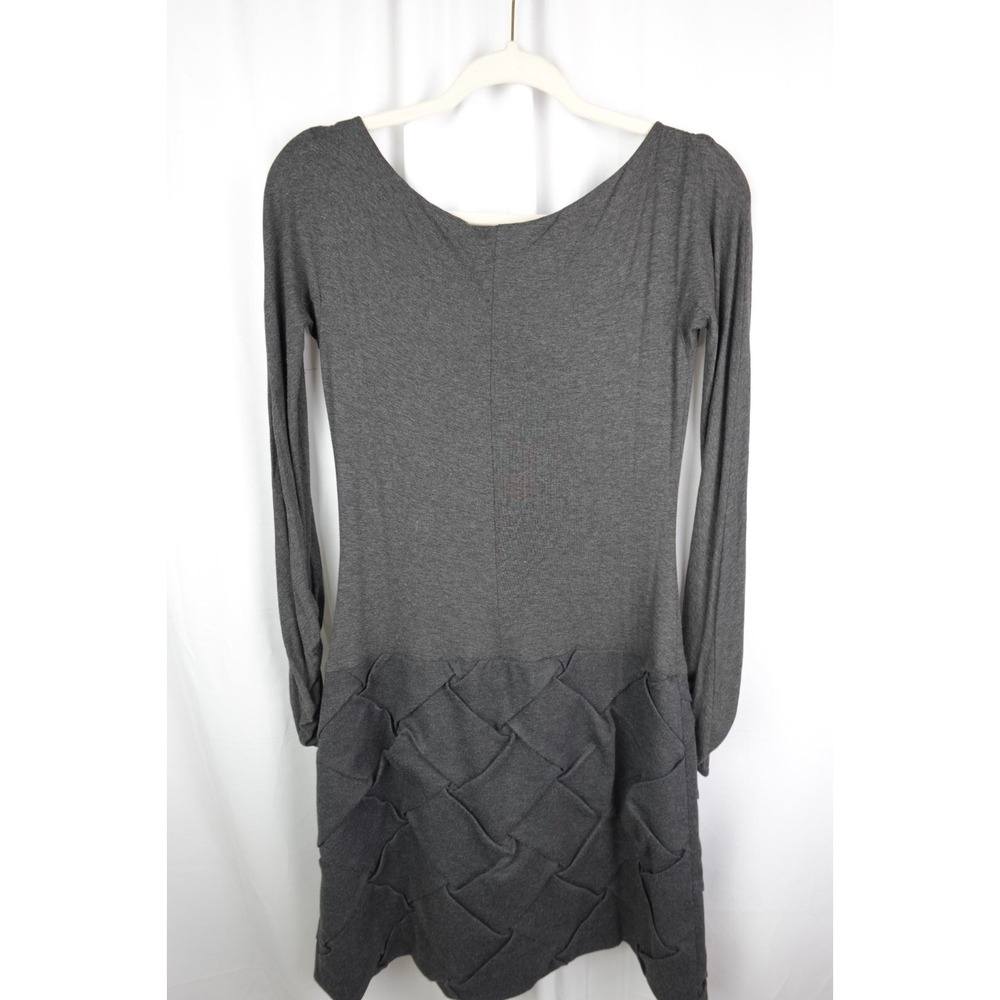 Bailey 44 Charcoal Ruched Sleeve Quilted Hem Sweater Dress M - Picture 4 of 7